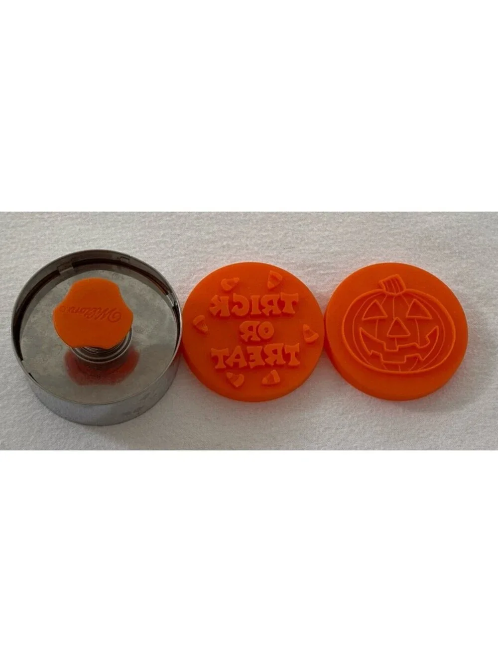 Wilton Halloween Cookie Press Emboss Cutter 3 Stamps Push N Print Vintage Lot
